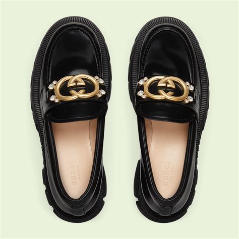 gucci interlocking g loafers|Gucci lug sole loafers.